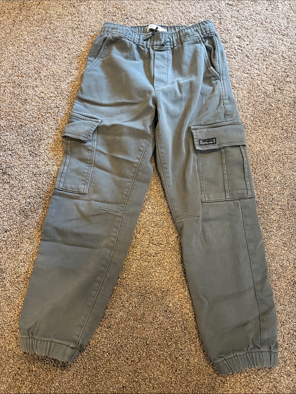 Zara Grayish Green Cargo Joggers for Kids size 9. 134cm